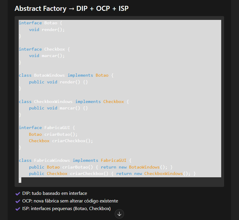 RELACAO DO SOLID COM GOF (CRIACIONAIS)