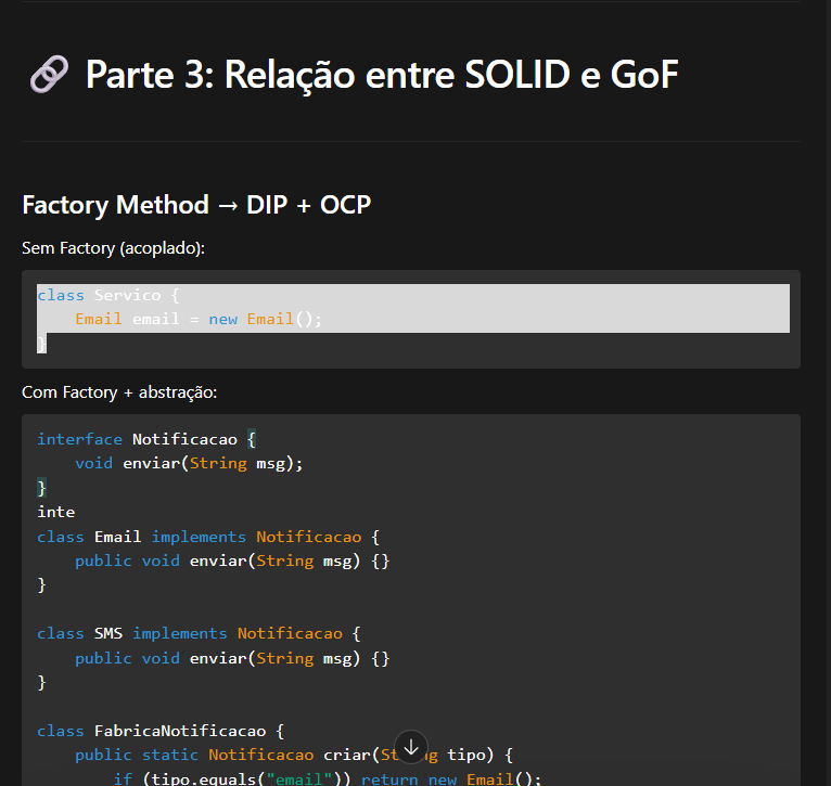 RELACAO DO SOLID COM GOF (CRIACIONAIS)
