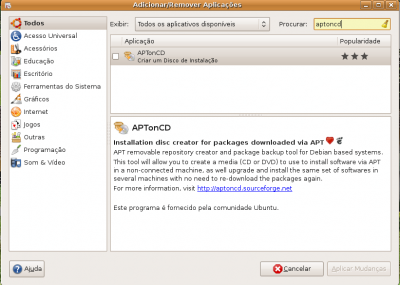 Linux: instalar aptoncd 