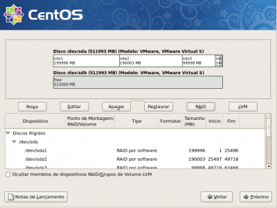 Linux: CentOS + RAID1 - Via Software
