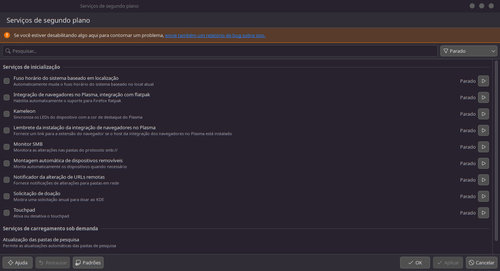 Linux: Trazendo de volta o Servios em Segundo Plano no Plasma6