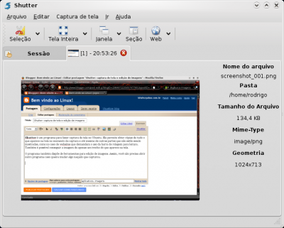 Linux: Shutter: captura de tela e edição