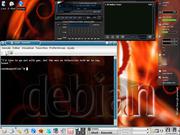 KDE Slackware com wallpaper do Debian