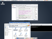 Xfce IRC + Terminal + VLC rodando...