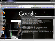 Gnome Google com papel de parede, AWN lateral e terminal transparente